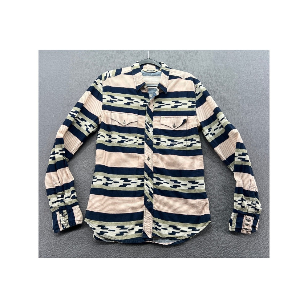 Salt Valley Western Shirt Womens Sz M Southwestern Snap Front Aztec Navy Pink
